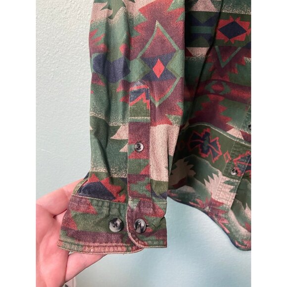 Cabela's Women's Green Patterned Button Up Long Sleeve Shirt Top Size Large - Picture 3 of 9